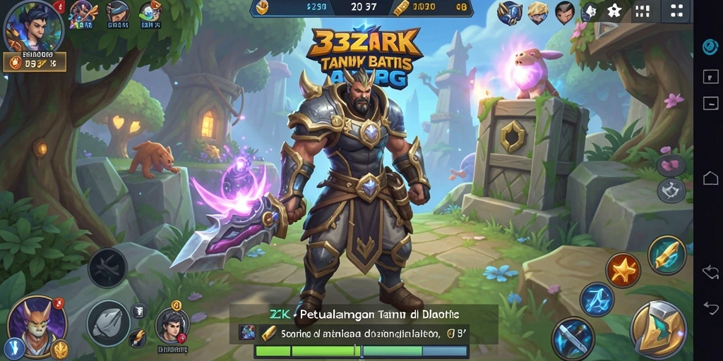 Screenshot menunjukkan pertarungan epik dalam dunia 33ZK yang megah.
