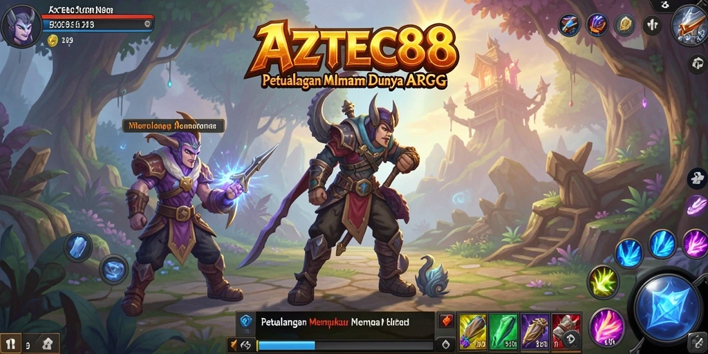 Screenshot gameplay ARPG AZTEC88 menampilkan aksi pertarungan yang mendebarkan.