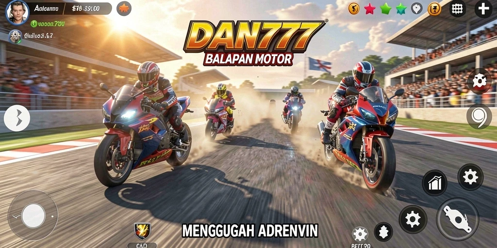 Screenshot gameplay DAN777 yang menampilkan aksi balapan yang mendebarkan.