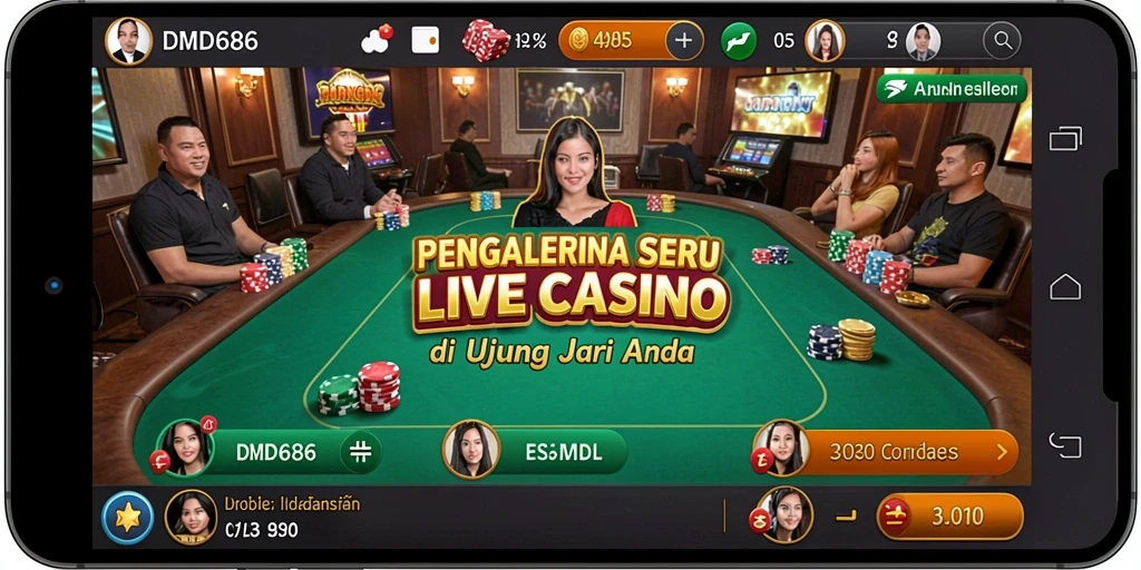 Tampilan permainan Live Casino yang mendebarkan dan realistis di DMD686.