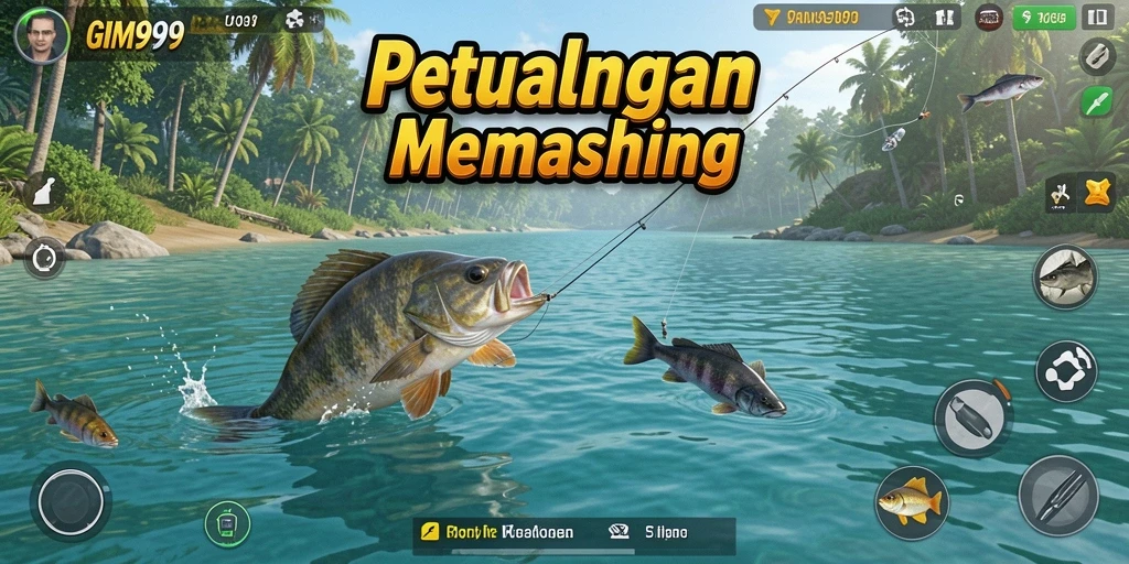 Screenshot gameplay GIM999 menampilkan aksi memancing yang seru dan menantang.
