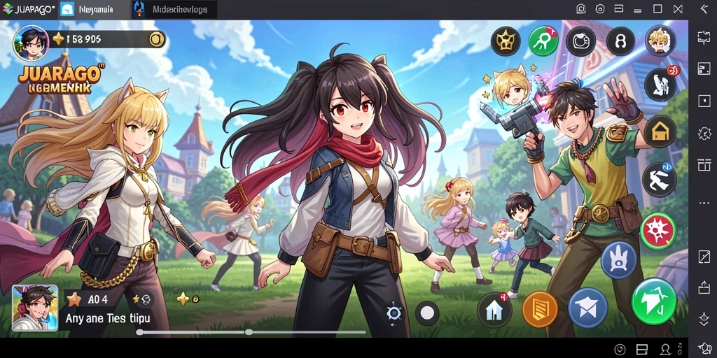Tangkapan layar gameplay JUARAGO menampilkan karakter anime bertarung dengan grafis menawan.