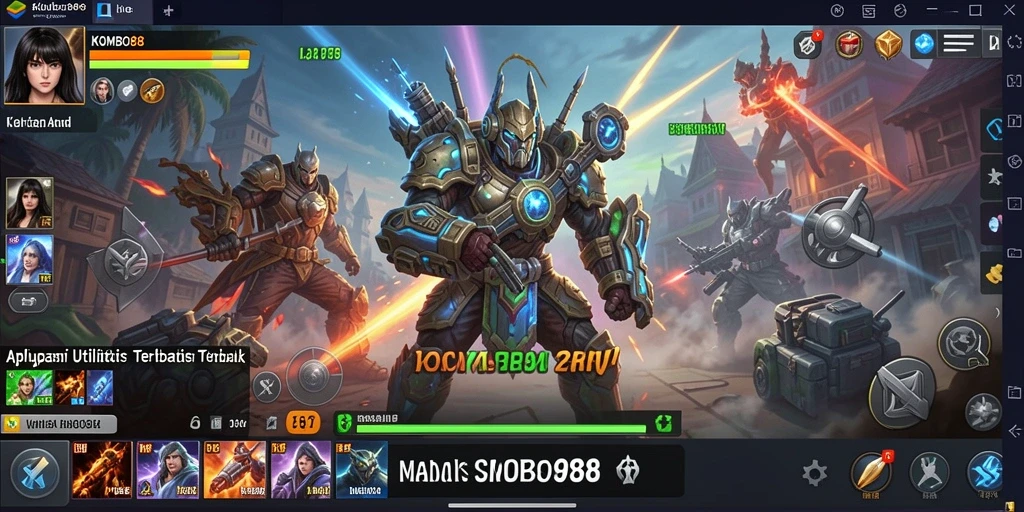Screenshot utama KOMBO88 menunjukkan berbagai fitur utilitas dalam satu tampilan.