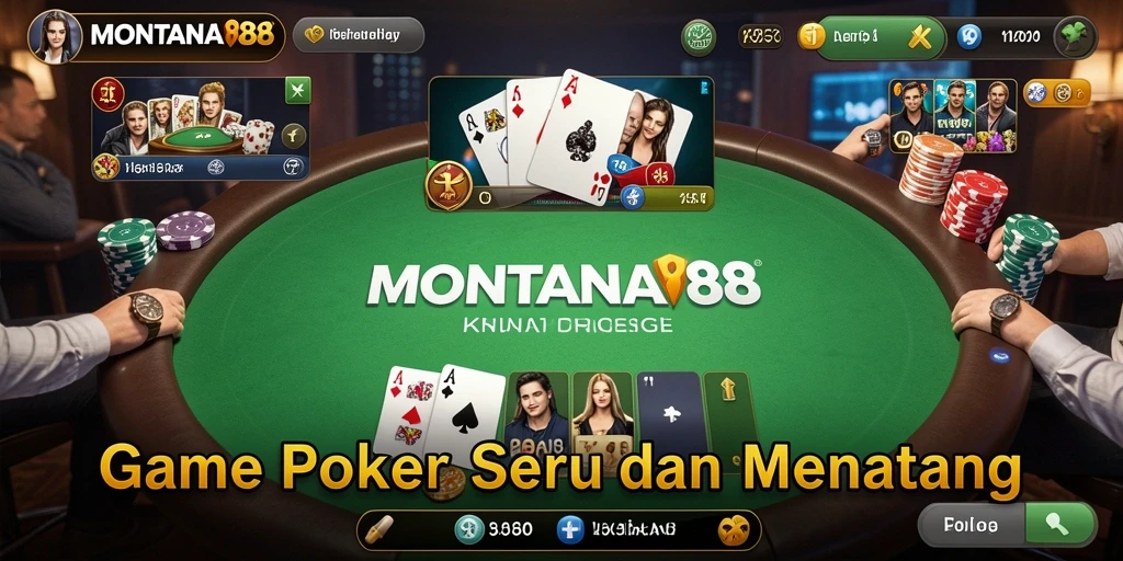 Tampilan gameplay seru dalam MONTANA88 yang menggambarkan pengalaman poker.