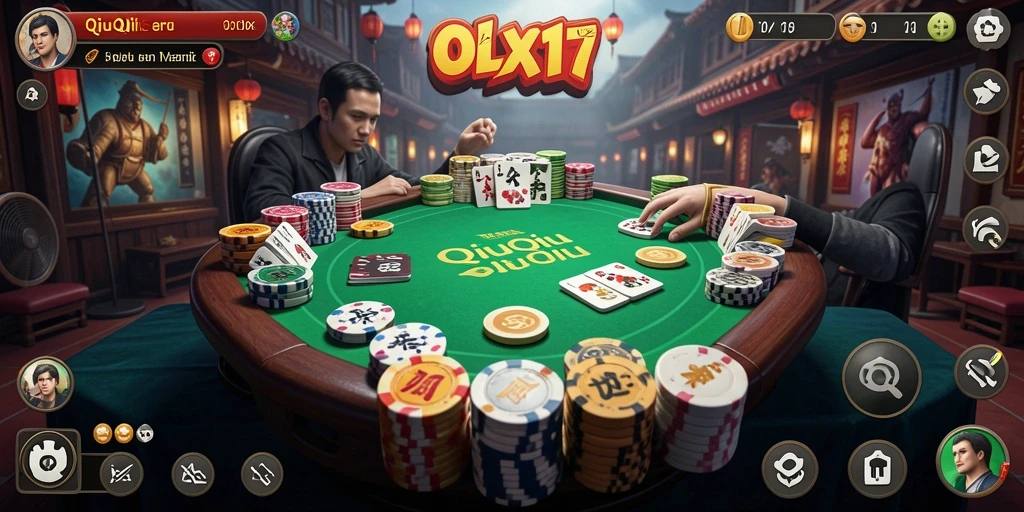 Screenshot gameplay OLX17 yang menampilkan aksi seru permainan QiuQiu.